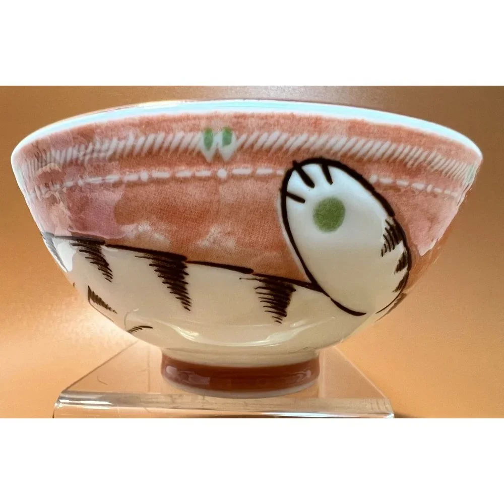 Schen Japanese Kitty Bowl Milk Kids Cat Engraved Gift Porcelain Special Smiling